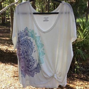 Tie Front V-neck Lounge T-shirt Size 2X